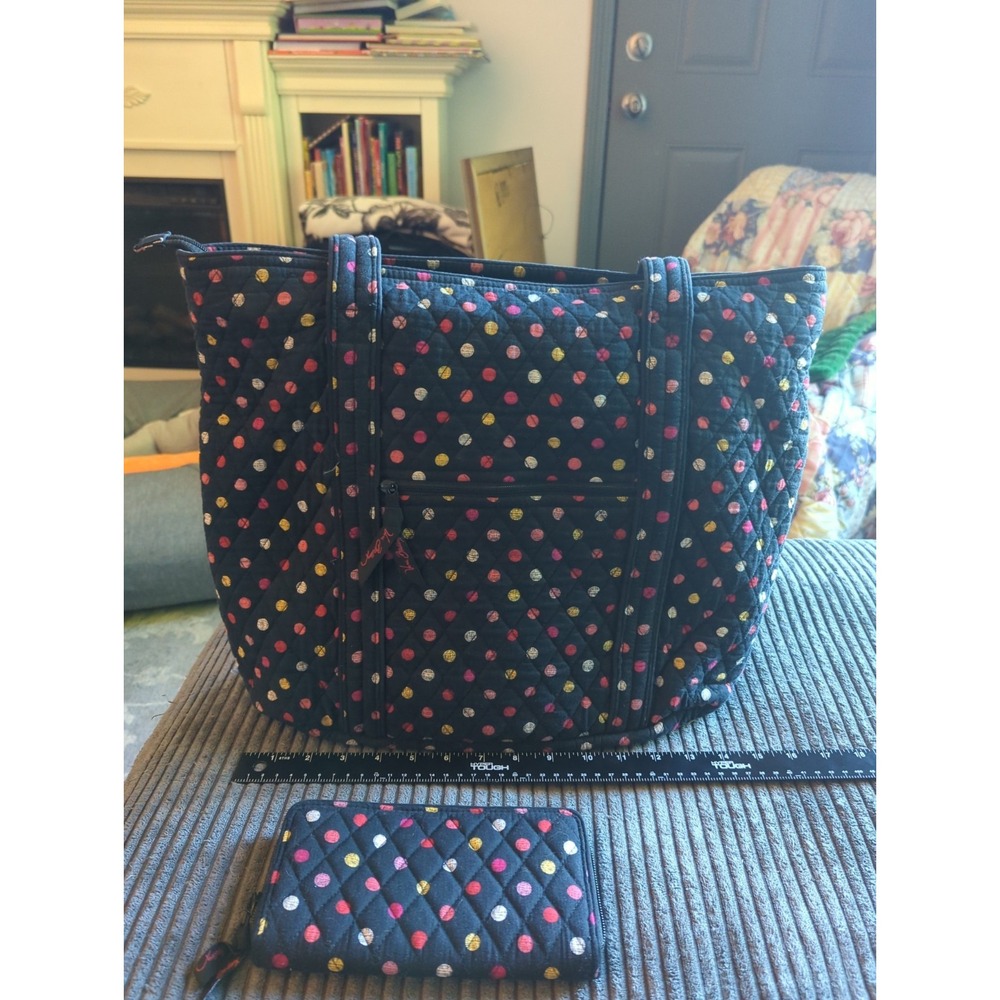 Vera Bradley Havana Dots Large Tote Bag And Wallet EUC Shoulder Bag